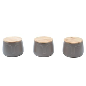 Kit 3 potes dolomita com tampa de bambu rosto - Oikos