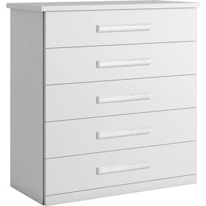 Cômoda para quarto 5 gavetas corrediças telescópicas - Toronto-Branco - Bianchi Móveis