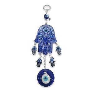 Móbile Mão Hamsá Com Olho Grego Azul Proteção Família 20cm