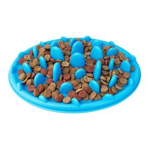 Comedouro lento silicone NYPets Oval Pequeno Azul