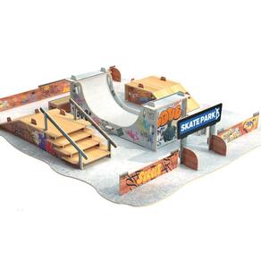 Rampa Funbox Mini - Skate Park de Dedo - Com Suporte em Madeira