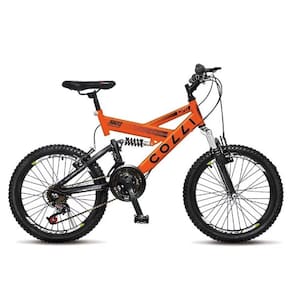 Bicicleta Infantil Colli GPS Dupla Suspensão Aro 20 V-Break Laranja Neon