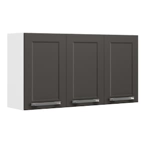 Armário de Cozinha Aéreo Itatiaia Aço 3 Portas Florença Grafite/Branco