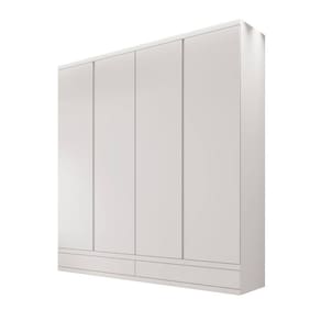 Guarda-roupa solteiro 4 portas 5 gavetas MDF - Paris-Branco - Bianchi Móveis
