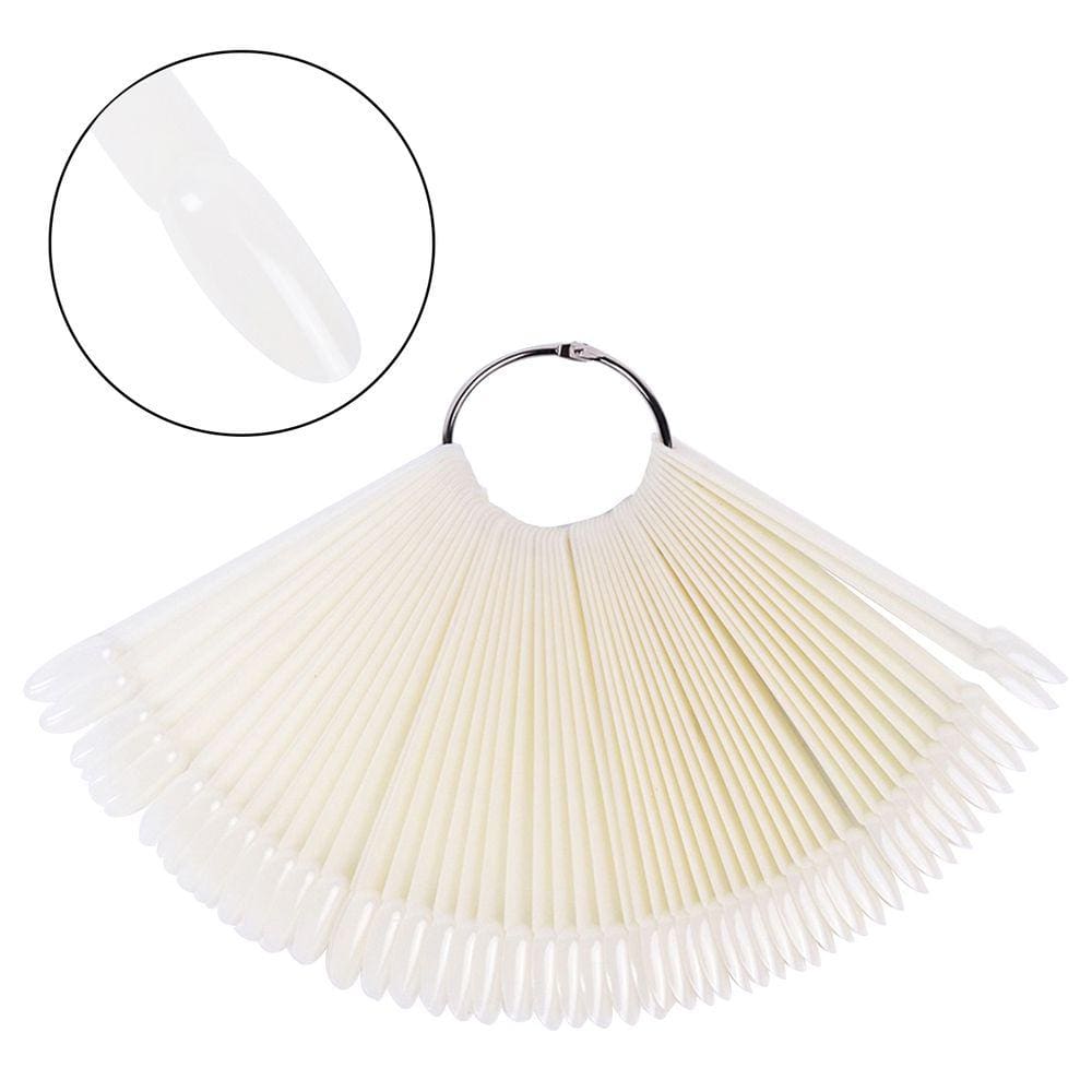 Leque Mostruário Argola de Unhas de Gel Esmalte com 50 Unidades Formato Natural Leitosa Manicure Pedicure Treinamento Exposição.