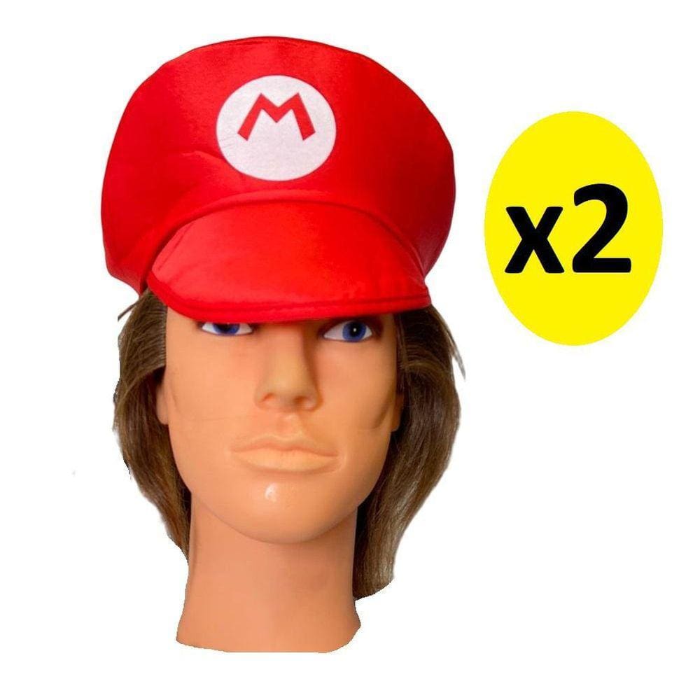 Kit 2 Chapéus Boina Super Mário Festa Carnaval Fantasia