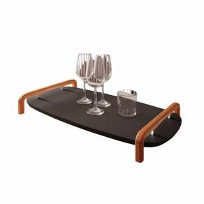 Bandeja Barcelona Decorativa Preto Com Detalhes Em Metal Cromado