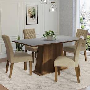 Conjunto Sala de Jantar Mesa Tampo de Madeira 4 Cadeiras Rustic/Cinza/Imperial Ashley Madesa