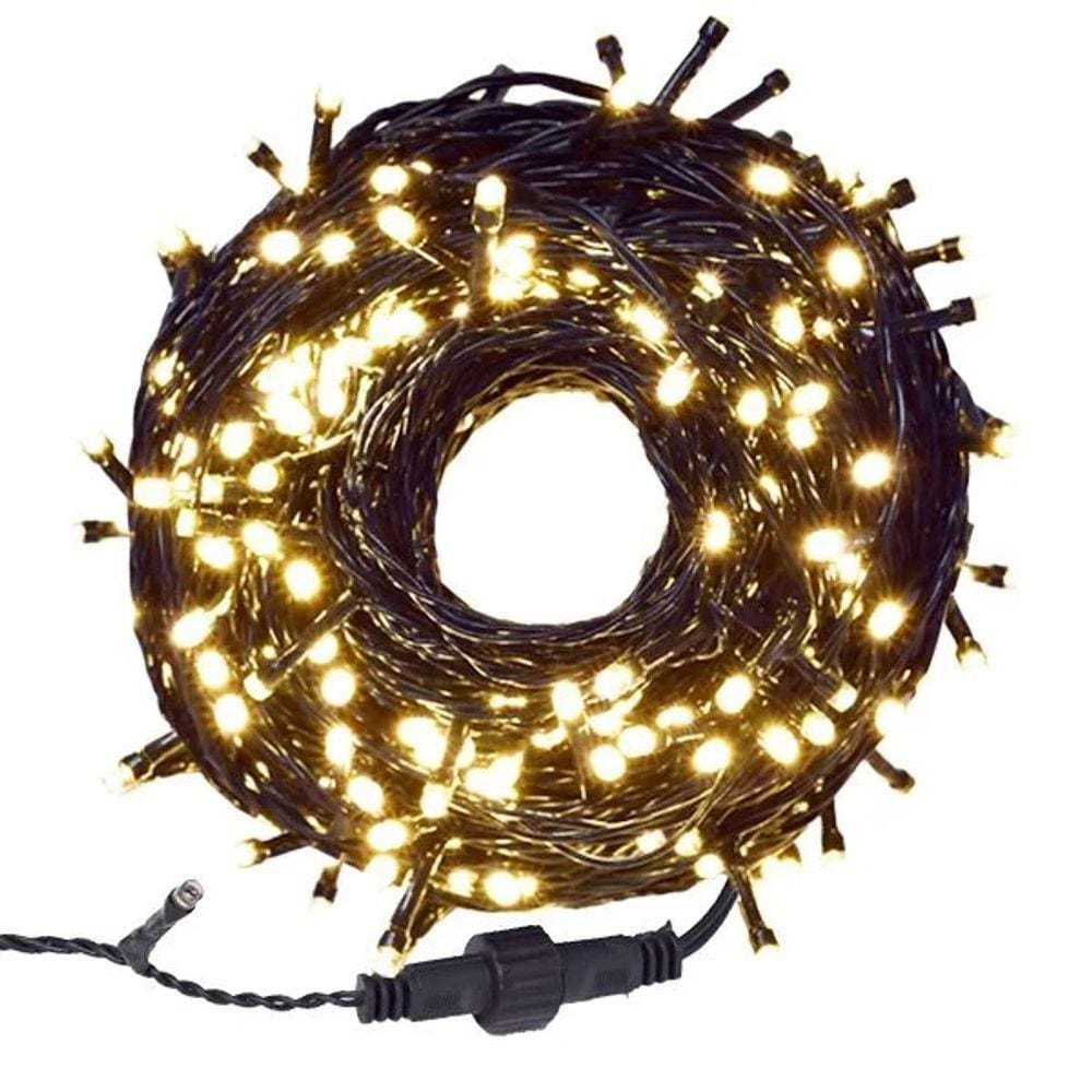 Pisca Pisca Natal Branco Quente Branco Frio Fio Verde 8 Funções 110v 10m