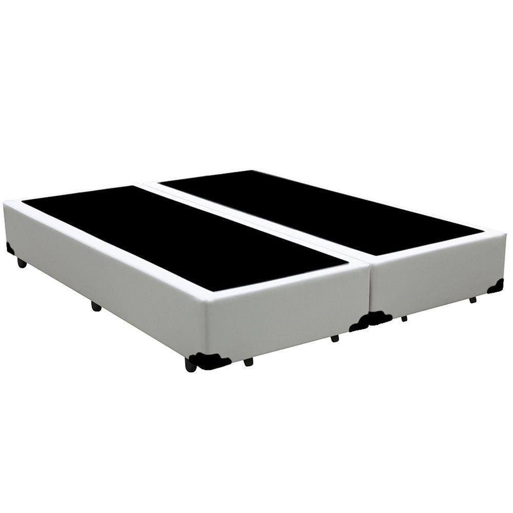 Base Box Casal Bipartido Homequeen Corino Branco 40x138x188