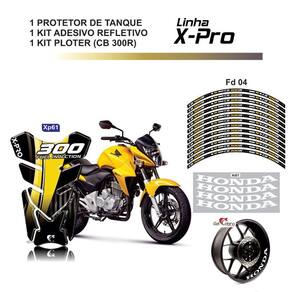 Combo Protetor Adesivo Tanque E Aro Moto Cb 300 Honda Amarela Amarelo E Preto