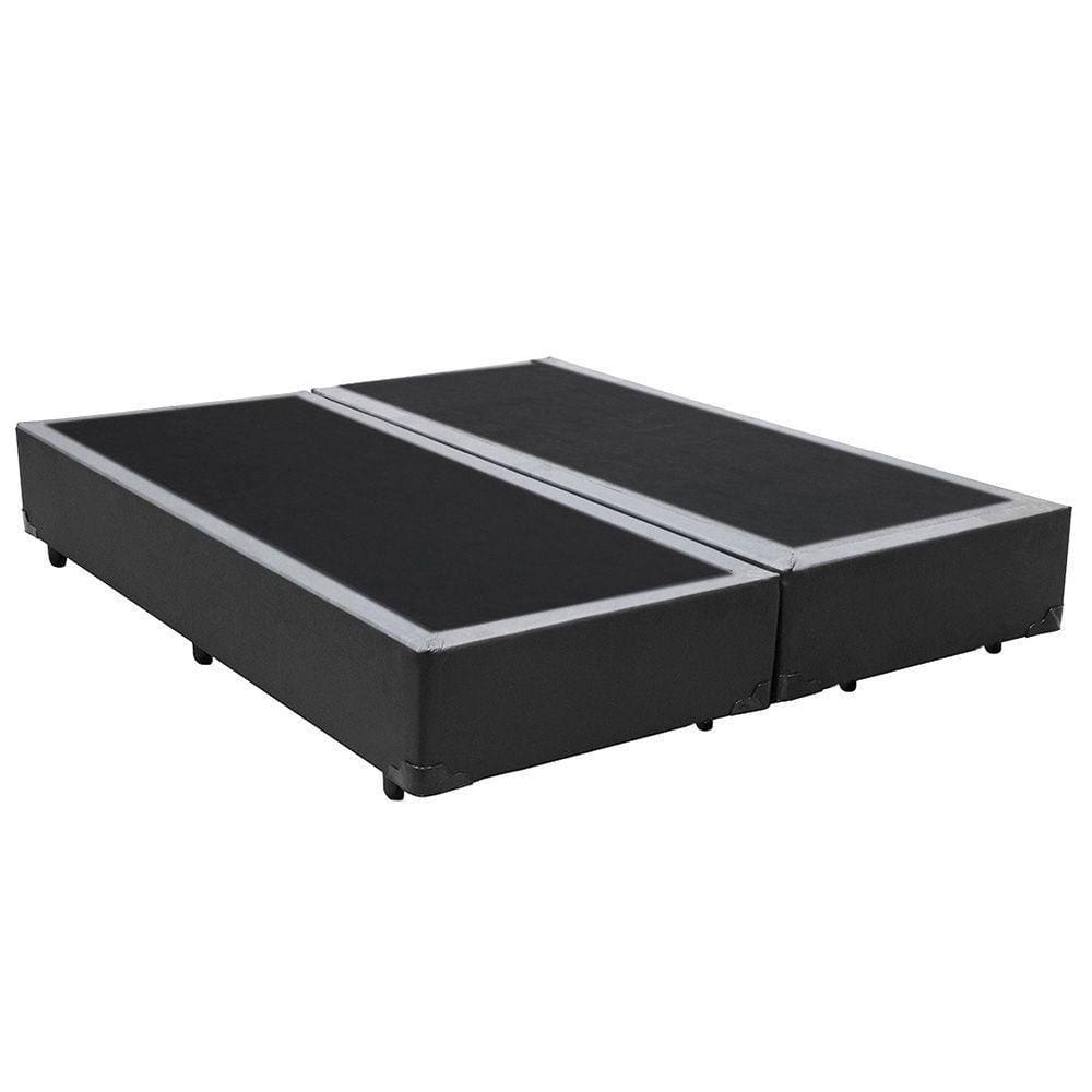 Base Box King Bipartido Homequeen Corino Cinza 40x193x203
