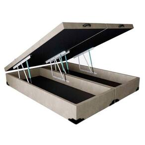 Cama Box Baú Casal Bipartido Homequeen Suede Bege 41x138x188