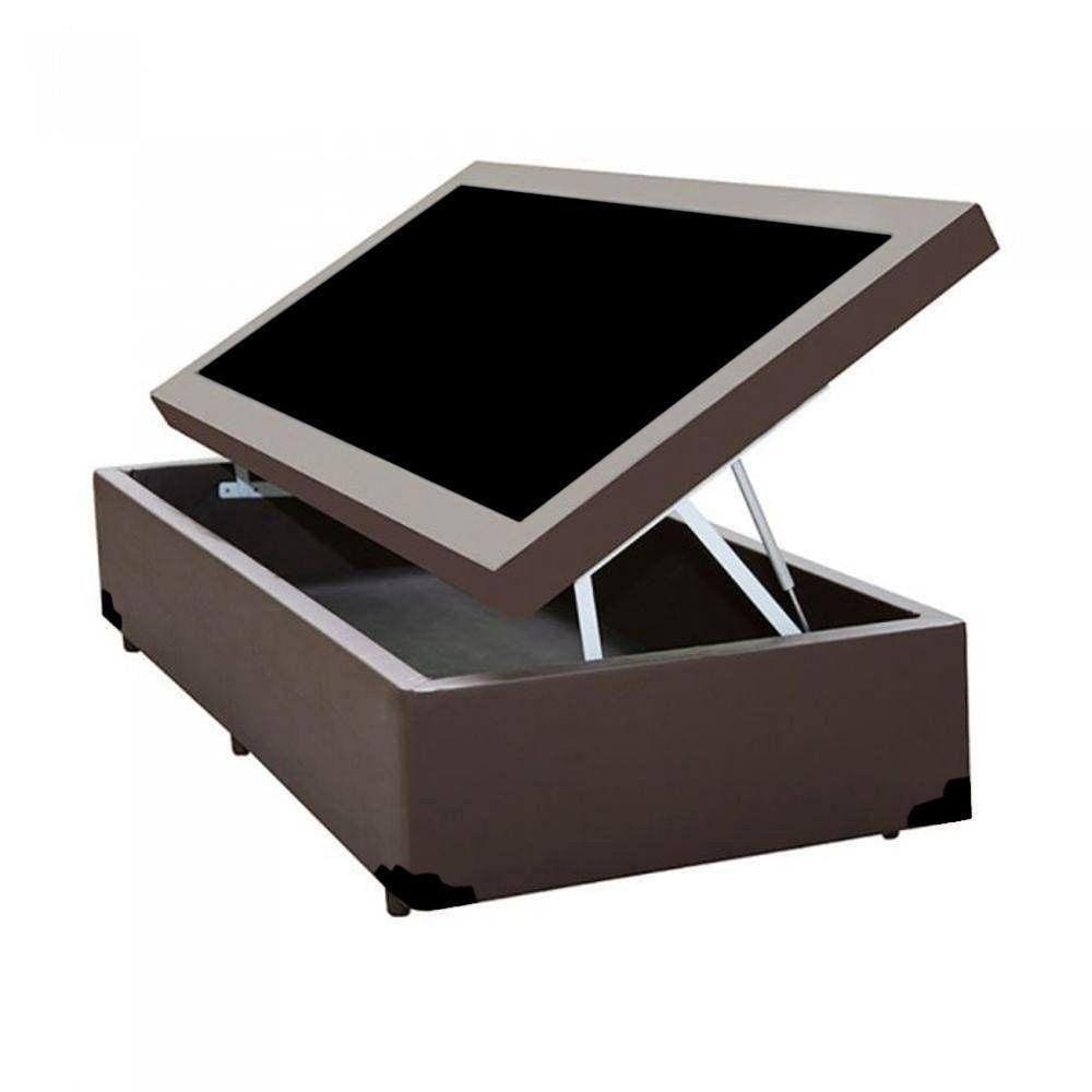 Cama Box Baú Blindado Solteiro Homequeen Sintético Marrom 41x88x188