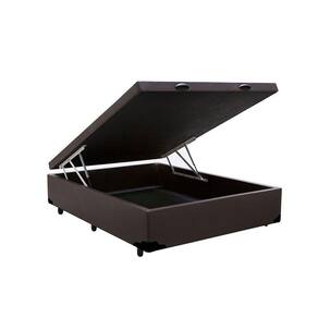 Cama Box Baú Blindado Viúva Homequeen Sintético Marrom 41x128x188