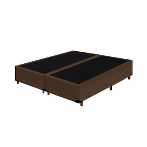 Base Box Casal Bipartido Extremo Reforçado Homequeen Suede Marrom 40x138x188
