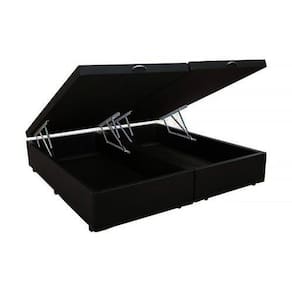 Cama Box Baú Queen Bipartido Homequeen Suede Preto 41x158x198