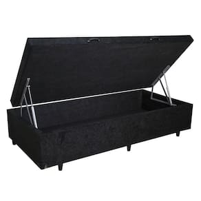 Cama Box Baú Solteirão Homequeen Suede Preto 41x96x203