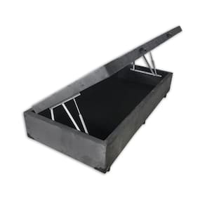 Cama Box Baú Blindado Solteirão Homequeen Suede Cinza 41x96x203
