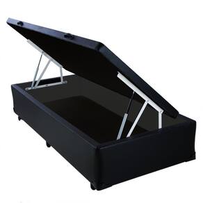 Cama Box Baú Solteiro Homequeen Sintético Preto 41x88x188