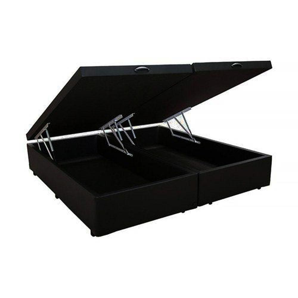 Cama Box Baú Queen Bipartido Homequeen Suede Preto 41x158x198