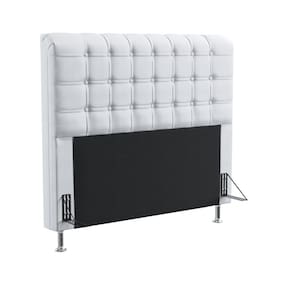 Cabeceira Dama 140 Casal Couro Branco Aradecor