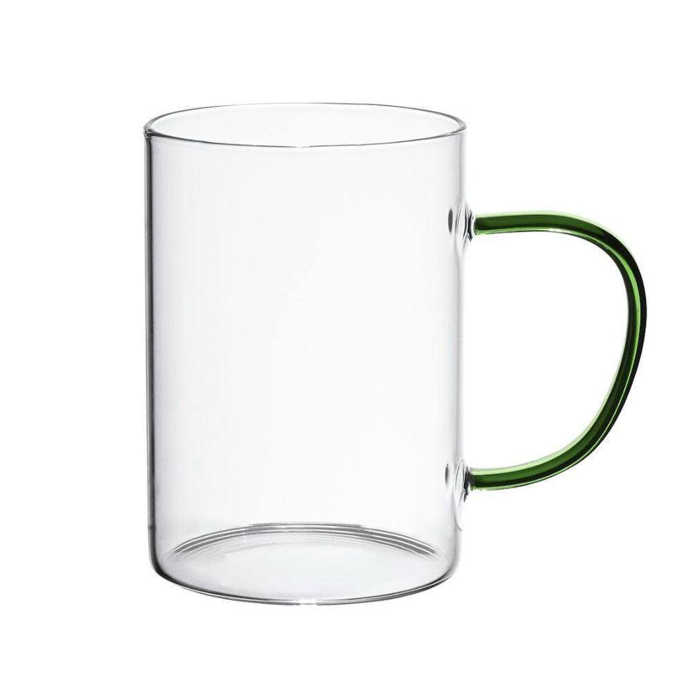 Caneca Vidro Boro Com Alça Verde 200 Ml Mimo Style Tc22129