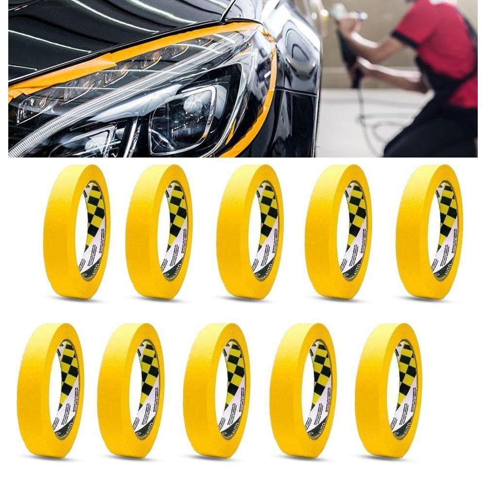 Kit 10 Fitas Crepe Automotiva Adelbras Amarela 24Mm X 40M