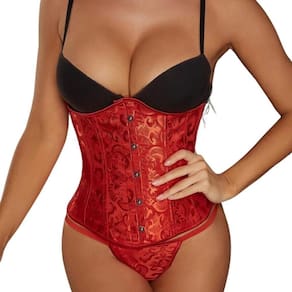 Corset Corselet Cinta Modeladora Redutora Underbust Linha Floral Vermelho M529