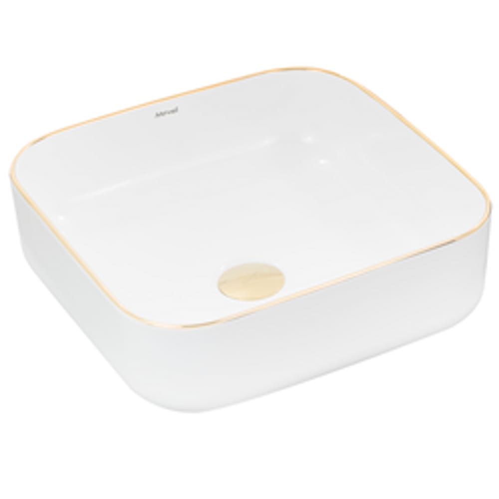 Cuba de Apoio Quadrada MV31 38×38 Borda Gold Dourada