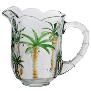 1 Jarra e 6 Taças Lyor Palm Hand Painting de Cristal 1,3L