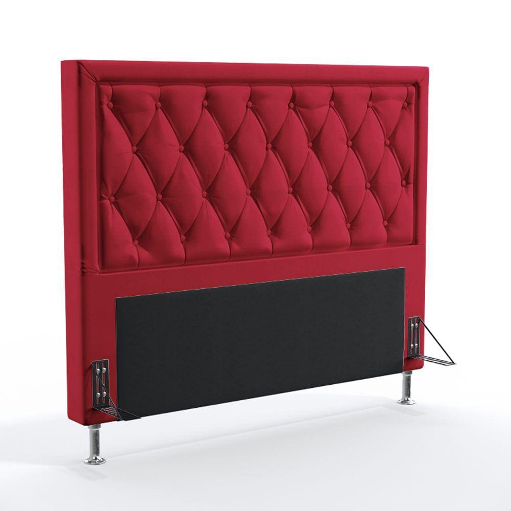 Cabeceira Estofada Centaurus 160 para Cama Queen Sued Vermelho Aradecor