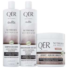 Kit Griffus QÉR Beauty Cosmetics Nutricoco Home Care Trio (3 Produtos)