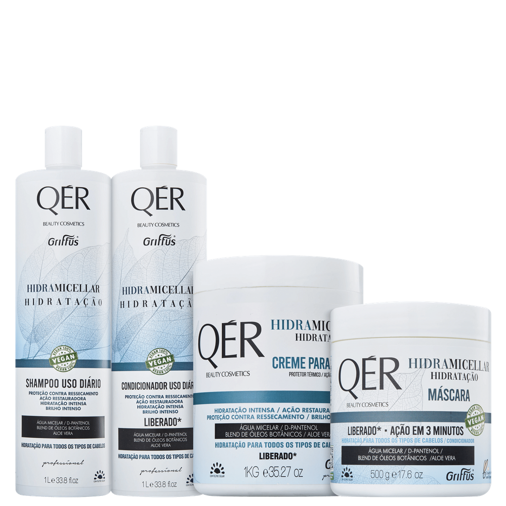 Kit Griffus QÉR Beauty Cosmetics Hidramicellar Completo (4 Produtos)