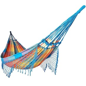 Rede De Dormir Casal Balanço De Algodão Reforçada 3,80M X 1,50M Varias Cores Cor:Aquarela