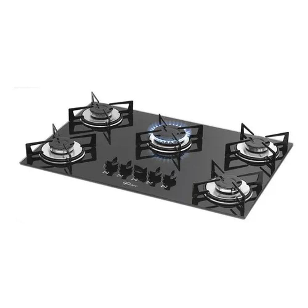 Cooktop Preto A Gás - 5 Queimadores - Bivolt - Fischer