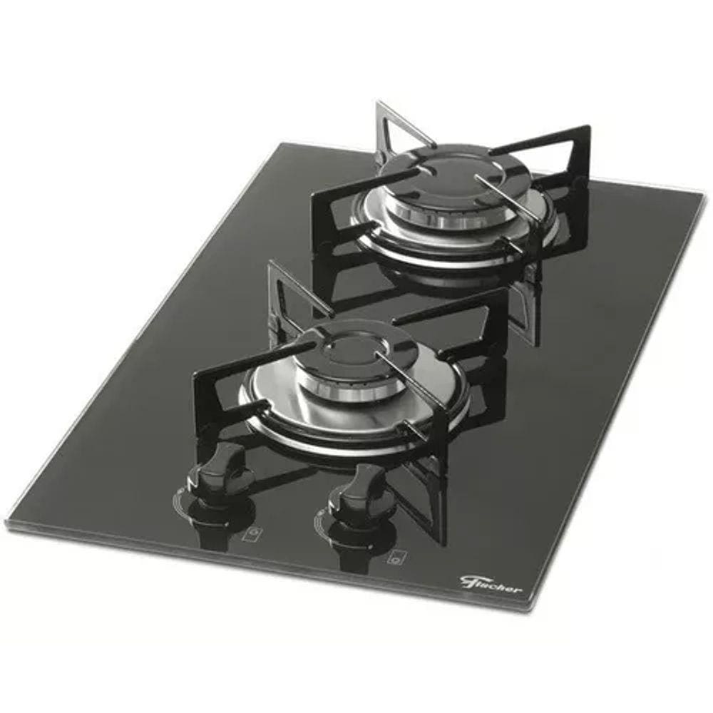 Cooktop Preto A Gás - 2 Queimadores - Bivolt - Fischer