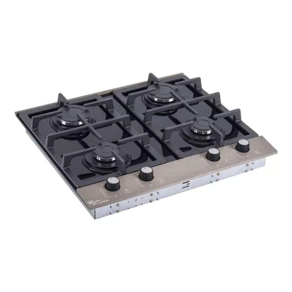 Cooktop À Gás - 4 Bocas - Metal E Vidro - Fischer Platinium