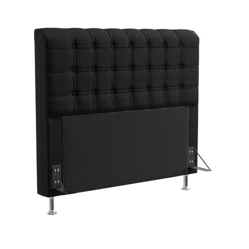 Cabeceira Estofada para Cama Box Dama 140 para Cama de Casal Couro Preto Aradecor