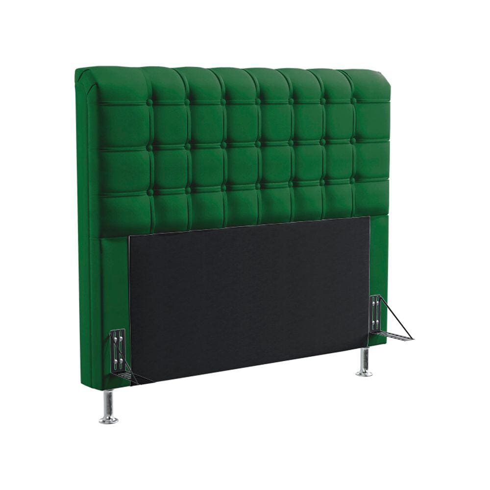 Cabeceira Estofada para Cama Box Dama 140 para Cama de Casal Sued Verde Aradecor