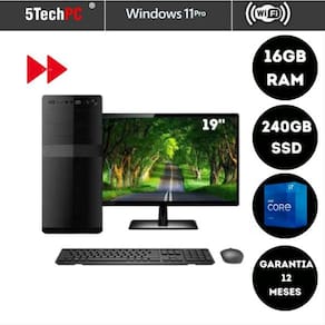 Computador Corporativo Intel Core i7 16GB SSD 240GB Monitor 19.5" LED HDMI WIfi W11