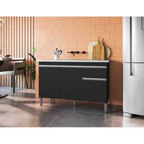 Balcão de Cozinha Tatiane 120cm Preto S/Tampo - AJL Móveis