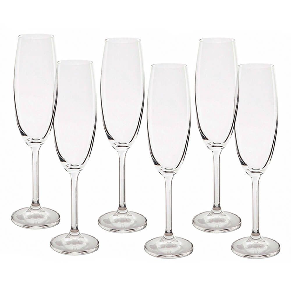 Jogo de Taças de Champanhe Bohemia Cristal 6 peças 220ml
