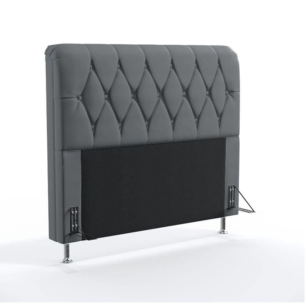 Cabeceira Estofada para Cama Box Sirius 160 para Cama Queen Suede Cinza Aradecor