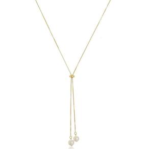Gargantilha Gravata Pérola Banhada A Ouro 18K