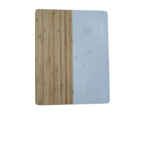 Tábua Retangular Bambu Mármore