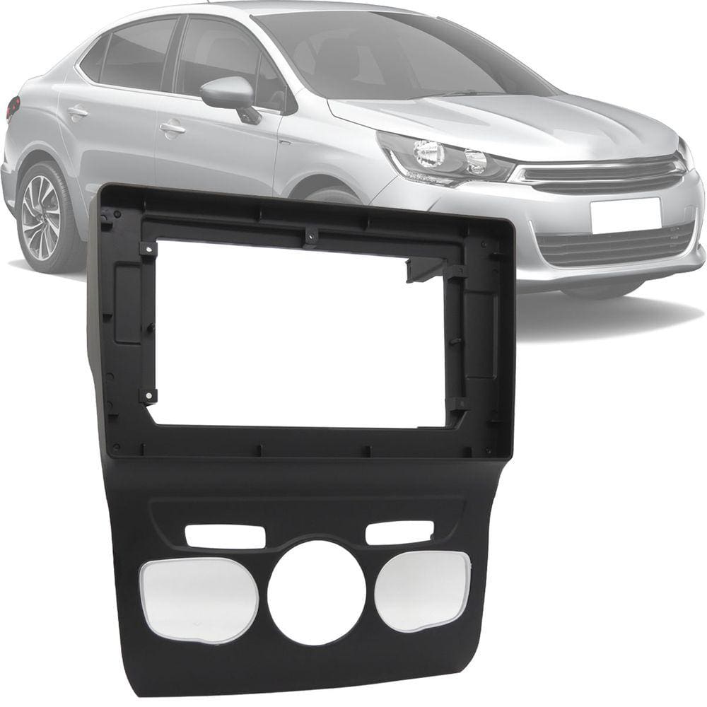 Moldura Painel 2 Din 10” Polegadas Citroen C4 2013 até 2016 Preto
