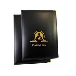 2 Pasta Cardápio Luxo C/4 Bolsas A4 Menu Restaurante