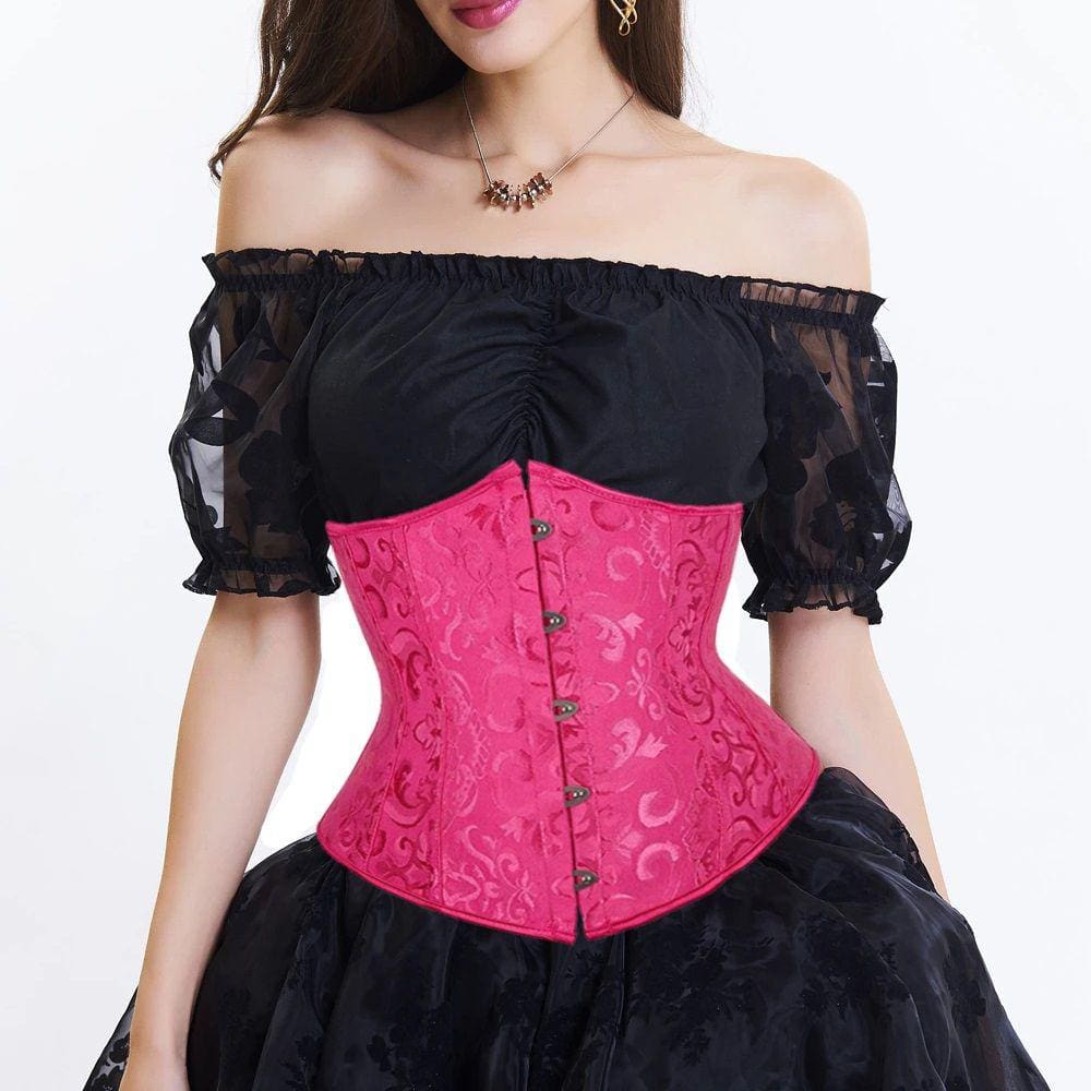 Corset Corselet Cinta Modeladora Redutora Underbust Linha Floral Rosa Pink M611