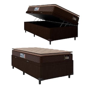 Cama Box Baú Solteiro Colchão Espuma D33 Pillow Top Millenium 88x188x60cm Marrom Hellen - Suporta até 120kg por Pessoa